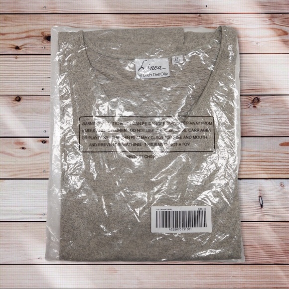 Linea by Louis Dell'Olio V-Neck Short Sleeve Flecked T-Shirt, 2X Natural A255670 - Picture 6 of 8